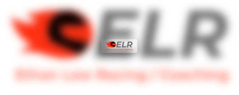 A blurry logo with a red abstract graphic, the letters "ELR" in large grey font, and illegible red text below.